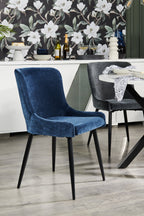 Lexi Dining Chair with Velvet-Look Fabric, Metal - Blue | Chaise de salle à manger Lexi en tissu d’apparence velours et en métal - bleue