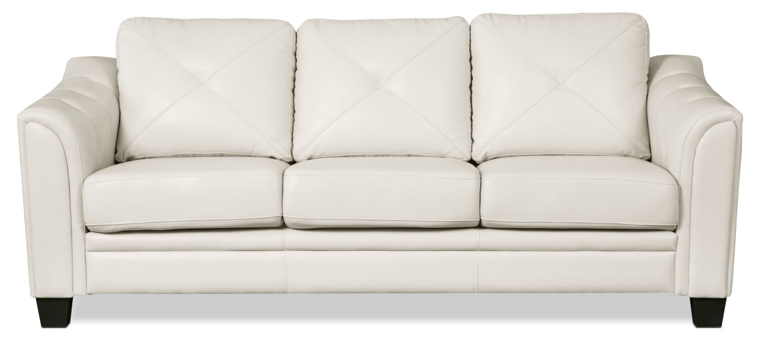 Andi 84" Leather-Look Fabric Sofa with Button Tufting - Beige | Sofa Andi de 84 po en tissu d’apparence cuir avec capitonnage - beige