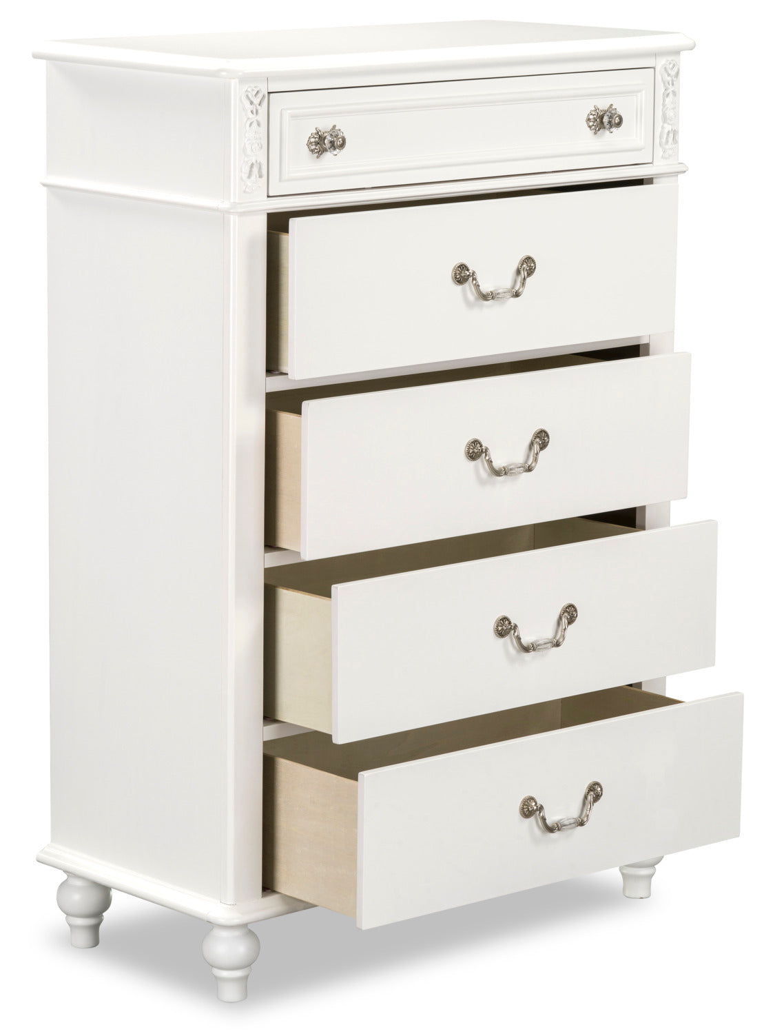 Livy 5-Drawer Bedroom Chest for Kids, 35"W - White | Commode verticale Livy de 35 po (L) à 5 tiroirs pour enfants - blanche