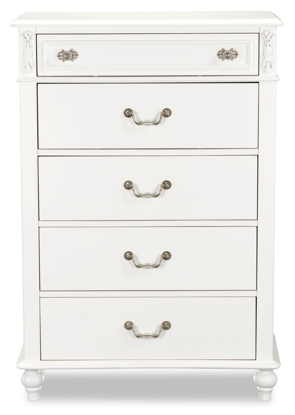 Livy 5-Drawer Bedroom Chest for Kids, 35"W - White | Commode verticale Livy de 35 po (L) à 5 tiroirs pour enfants - blanche