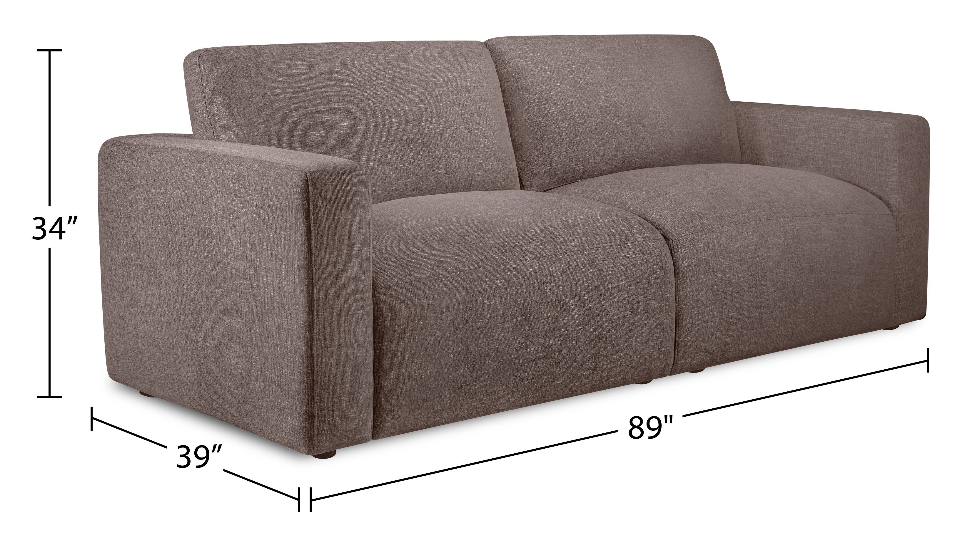 Kort & Co. Lotus 89" Chenille Fabric Sofa with Feather Down Cushions - Coffee Brown | Sofa Lotus de Kort & Co. de 89 po en tissu de chenille avec coussins en duvet et plumes - brun café