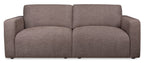 Kort & Co. Lotus 89" Chenille Fabric Sofa with Feather Down Cushions - Coffee Brown | Sofa Lotus de Kort & Co. de 89 po en tissu de chenille avec coussins en duvet et plumes - brun café