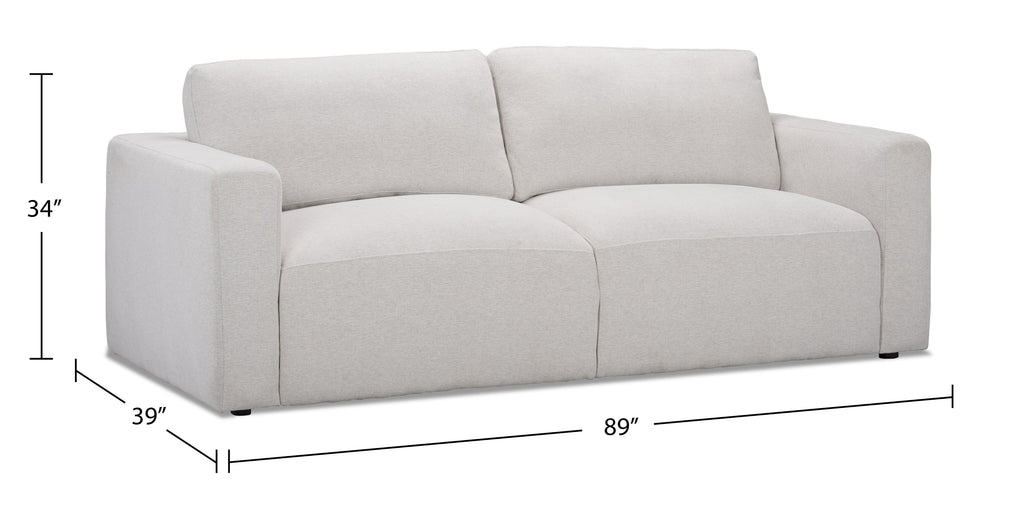 Kort & Co. Lotus 89" Chenille Fabric Sofa with Feather Down Cushions - Linen Grey | Sofa Lotus de Kort & Co. de 89 po en tissu de chenille avec coussins en duvet et plumes - gris lin