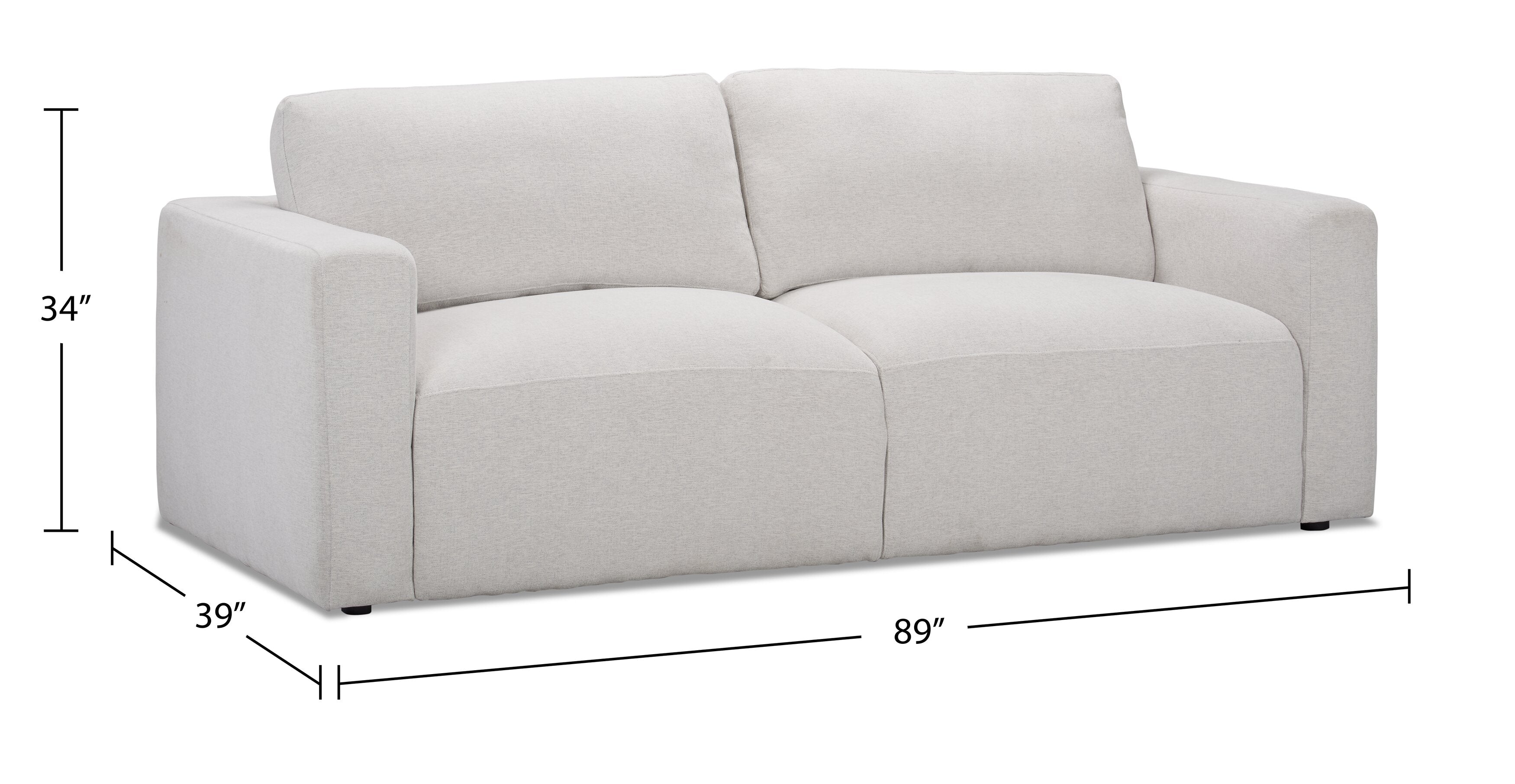 Kort & Co. Lotus 89" Chenille Fabric Sofa with Feather Down Cushions - Linen Grey | Sofa Lotus de Kort & Co. de 89 po en tissu de chenille avec coussins en duvet et plumes - gris lin