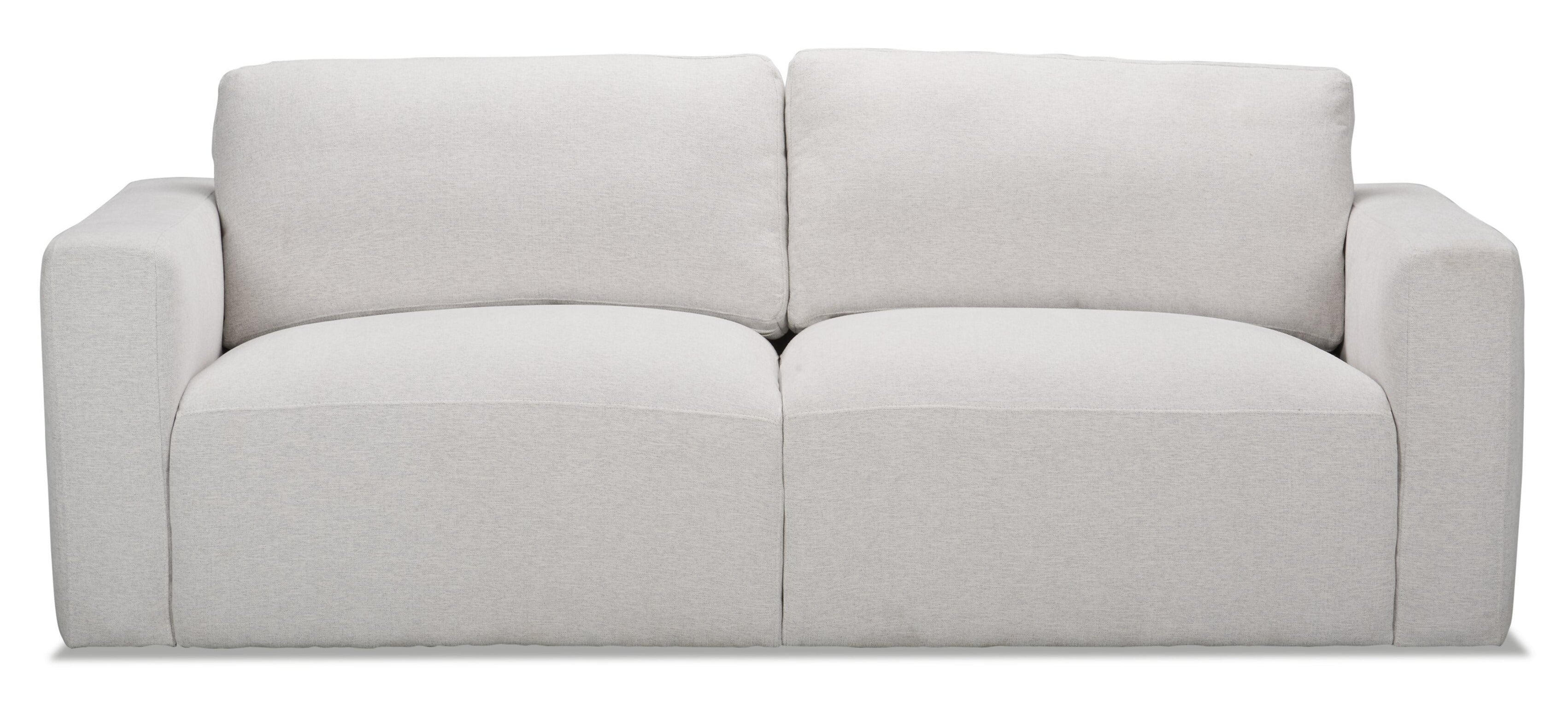 Kort & Co. Lotus 89" Chenille Fabric Sofa with Feather Down Cushions - Linen Grey | Sofa Lotus de Kort & Co. de 89 po en tissu de chenille avec coussins en duvet et plumes - gris lin