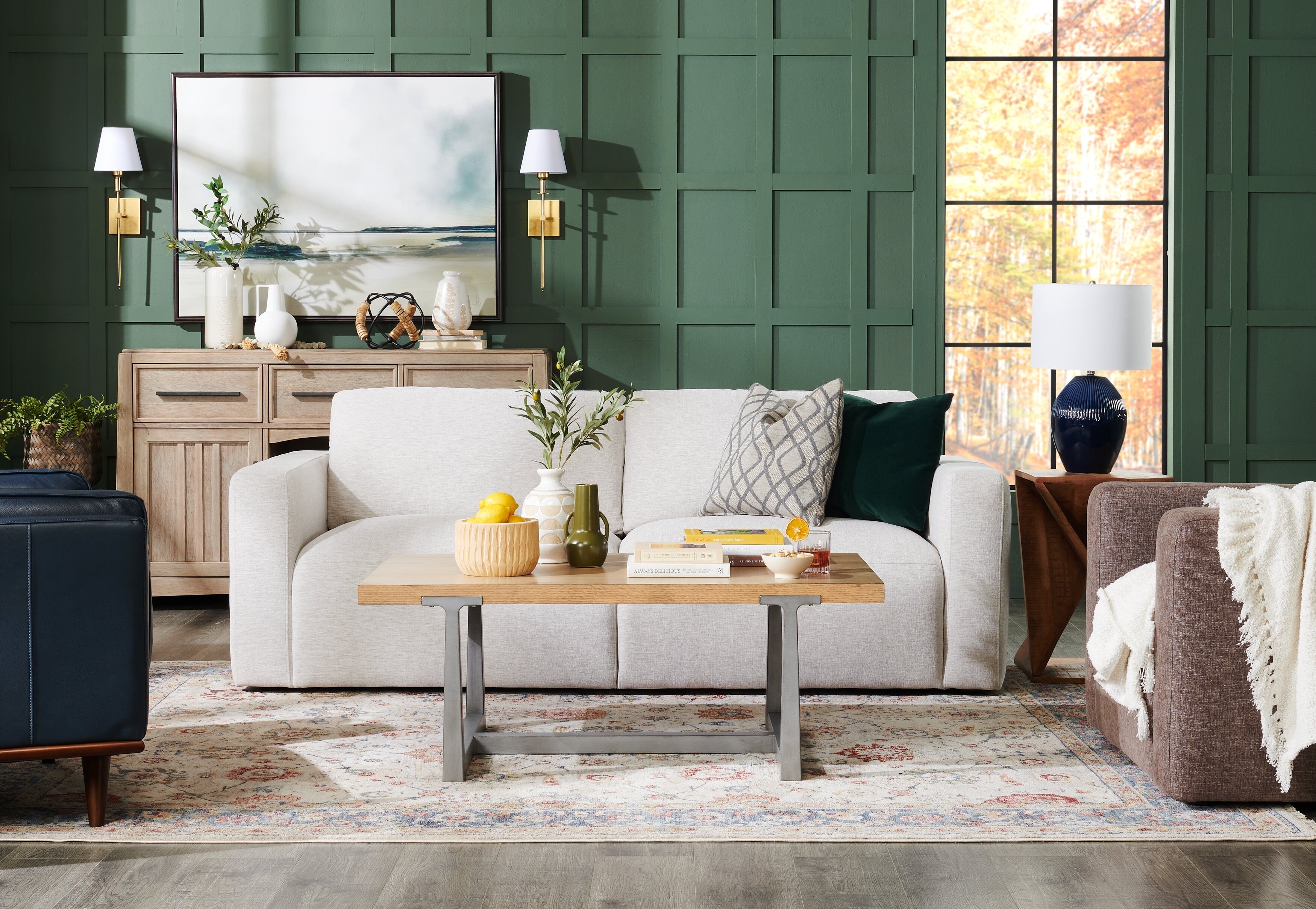 Kort & Co. Lotus 89" Chenille Fabric Sofa with Feather Down Cushions - Linen Grey | Sofa Lotus de Kort & Co. de 89 po en tissu de chenille avec coussins en duvet et plumes - gris lin