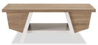 Malik 47.25" Modern Coffee Table with Storage and Shelf - White and Light Brown |Table à café moderne Malik de 47,25 po avec rangement et tablette - blanche et brun clair