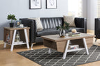 Malik 47.25" Modern Coffee Table with Storage and Shelf - White and Light Brown |Table à café moderne Malik de 47,25 po avec rangement et tablette - blanche et brun clair