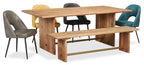 Malta Dining Table, Acacia Wood, Gold Accent, Trestle Base 79"W - Natural Brown | Table de salle à manger Malta de 79 po (L) en acacia avec touches dorées et base à tréteaux - brun naturel