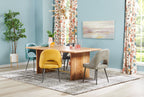 Malta Dining Table, Acacia Wood, Gold Accent, Trestle Base 79"W - Natural Brown | Table de salle à manger Malta de 79 po (L) en acacia avec touches dorées et base à tréteaux - brun naturel