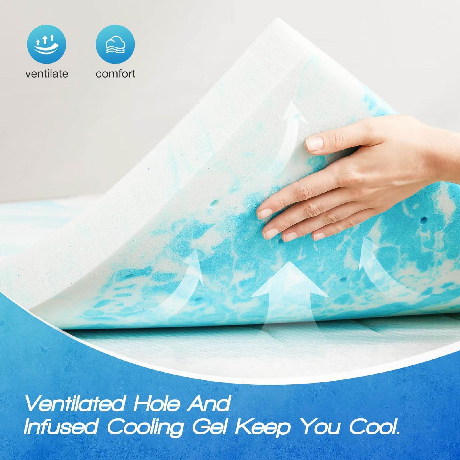Full Size Mattress Cooling Gel Memory Foam Mattress Topper