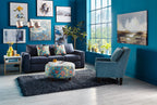 Made in Canada Customizable Sofa Lab Track 85" Linen-Look Fabric Sofa with Track Arms - Pax Navy Blue | Sofa Track de Sofa Lab de 85 po fabriqué au Canada en tissu d’apparence lin avec accoudoirs rectilignes - bleu Pax Navy | TR103149