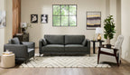Melrose 84.5" Top-Grain Genuine Leather Sofa with Metal Legs - Grey | Sofa Melrose de 84,5 po en cuir véritable de qualité supérieure avec pattes en métal - gris