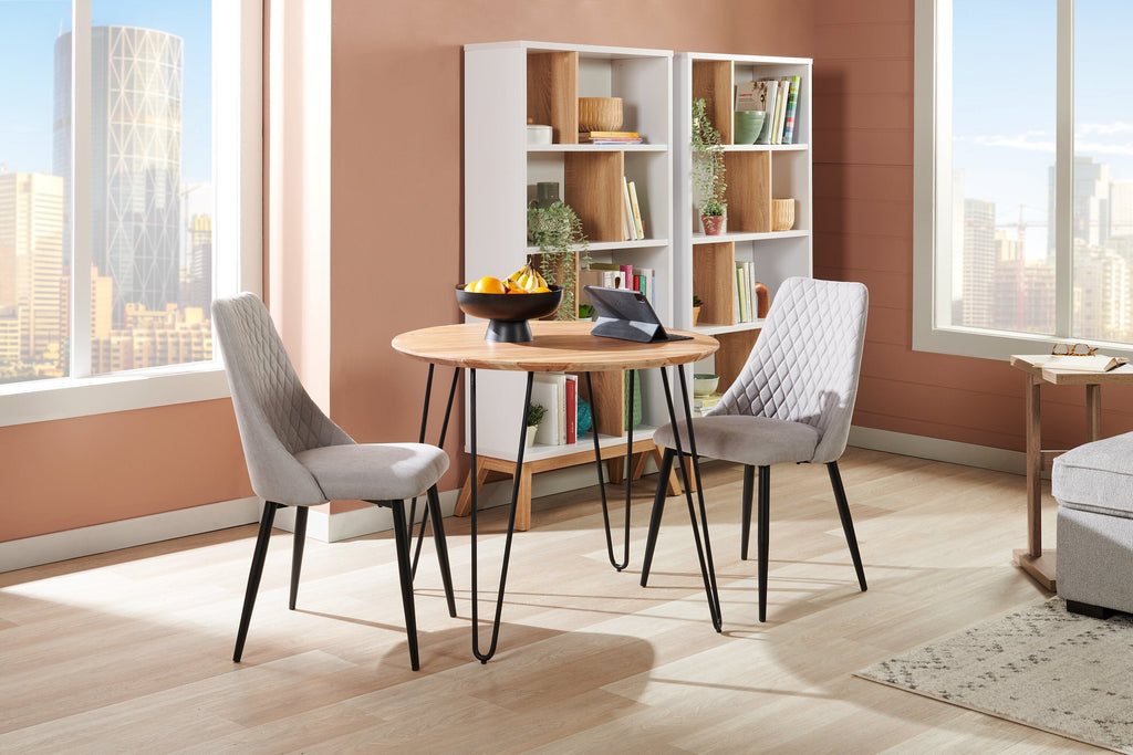 Miya Dining Chair with Polyester Fabric, Metal - Grey | Chaise de salle à manger Miya en tissu de polyester et en métal - grise