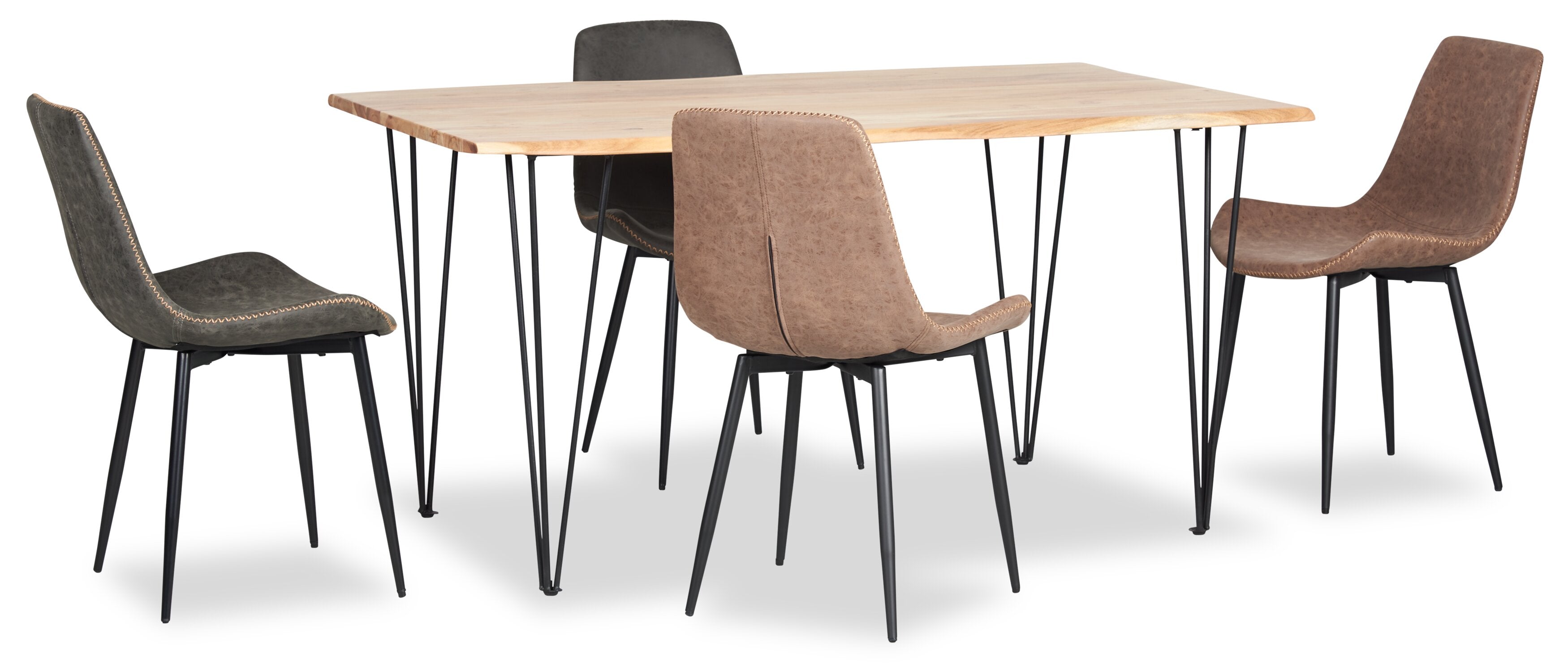 Miya Dining Table with Live Edge, Acacia Wood, Metal, 60"W - Natural | Table de salle à manger Miya de 60 po (L) en acacia et métal avec bordures Live Edge - naturelle