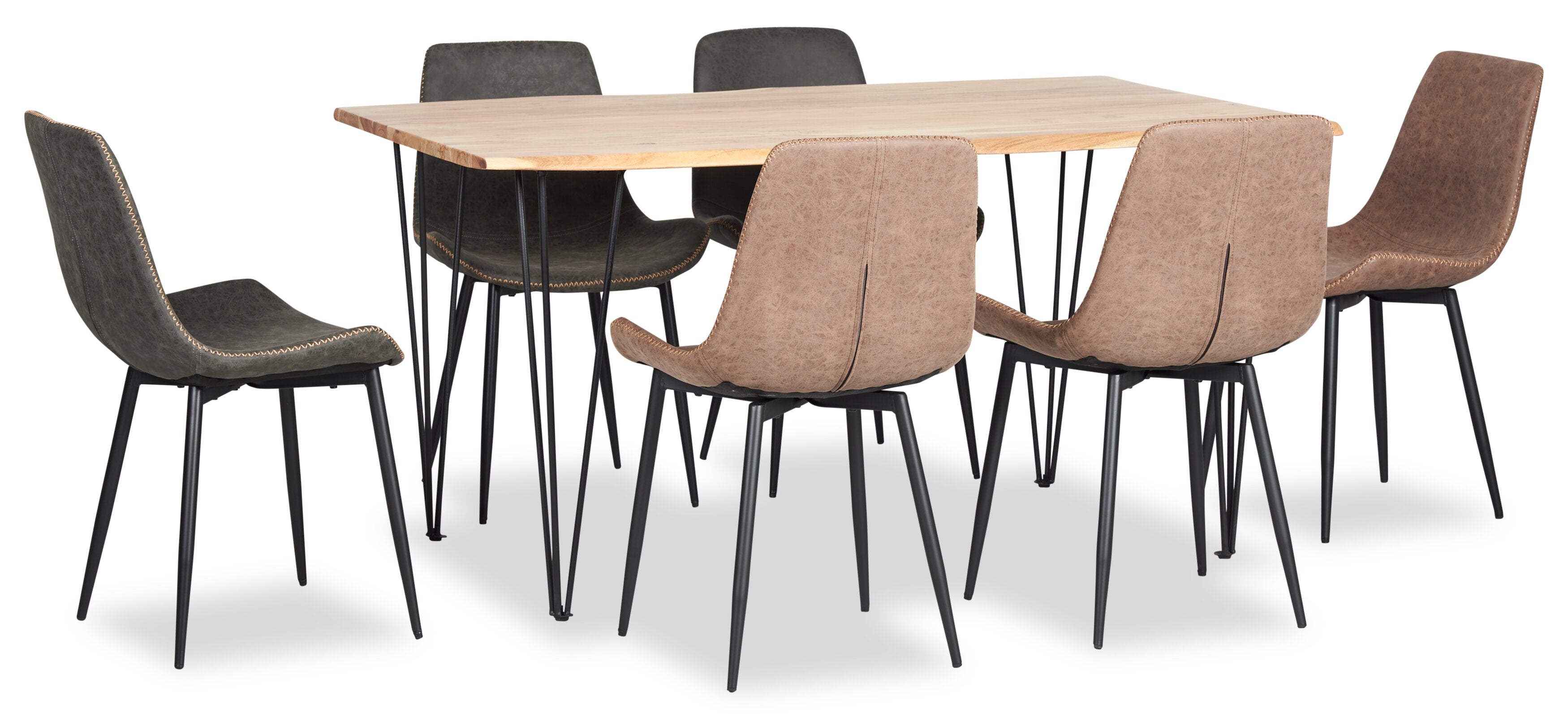 Miya Dining Table with Live Edge, Acacia Wood, Metal, 60"W - Natural | Table de salle à manger Miya de 60 po (L) en acacia et métal avec bordures Live Edge - naturelle