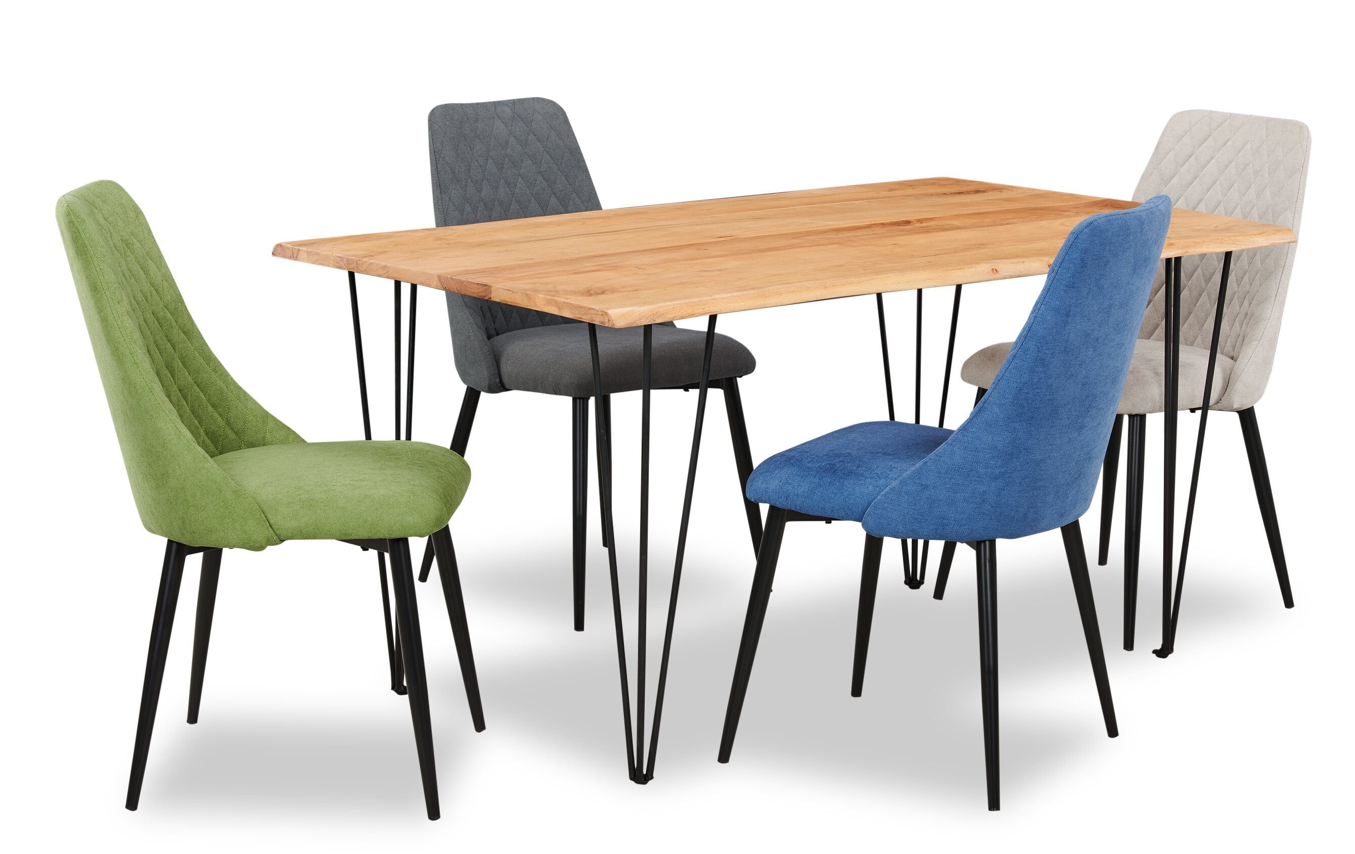 Miya Dining Table with Live Edge, Acacia Wood, Metal, 60"W - Natural | Table de salle à manger Miya de 60 po (L) en acacia et métal avec bordures Live Edge - naturelle