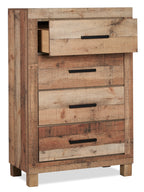 Mojave Bedroom Chest of Drawers, 4-Drawer, 31.4"W x 47.3"H, Rustic - Natural Brown | Commode verticale rustique Mojave de 31,4 po (L) x 47,3 po (H) à 4 tiroirs pour la chambre à coucher - brun naturel