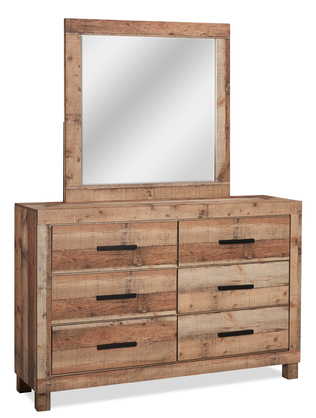 Mojave Bedroom 6-Drawer Dresser, 57.4"W x 37.8"H, Rustic - Natural Brown | Commode rustique Mojave de 57,4 po (L) x 37,8 po (H) à 6 tiroirs pour la chambre à coucher - brun naturel