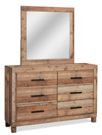 Mojave Bedroom 6-Drawer Dresser, 57.4"W x 37.8"H, Rustic - Natural Brown | Commode rustique Mojave de 57,4 po (L) x 37,8 po (H) à 6 tiroirs pour la chambre à coucher - brun naturel