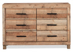 Mojave Bedroom 6-Drawer Dresser, 57.4"W x 37.8"H, Rustic - Natural Brown | Commode rustique Mojave de 57,4 po (L) x 37,8 po (H) à 6 tiroirs pour la chambre à coucher - brun naturel