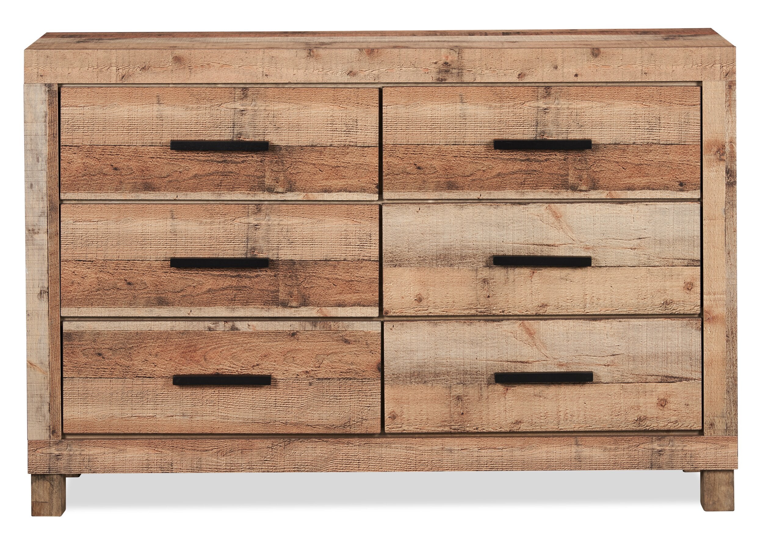 Mojave Bedroom 6-Drawer Dresser, 57.4"W x 37.8"H, Rustic - Natural Brown | Commode rustique Mojave de 57,4 po (L) x 37,8 po (H) à 6 tiroirs pour la chambre à coucher - brun naturel