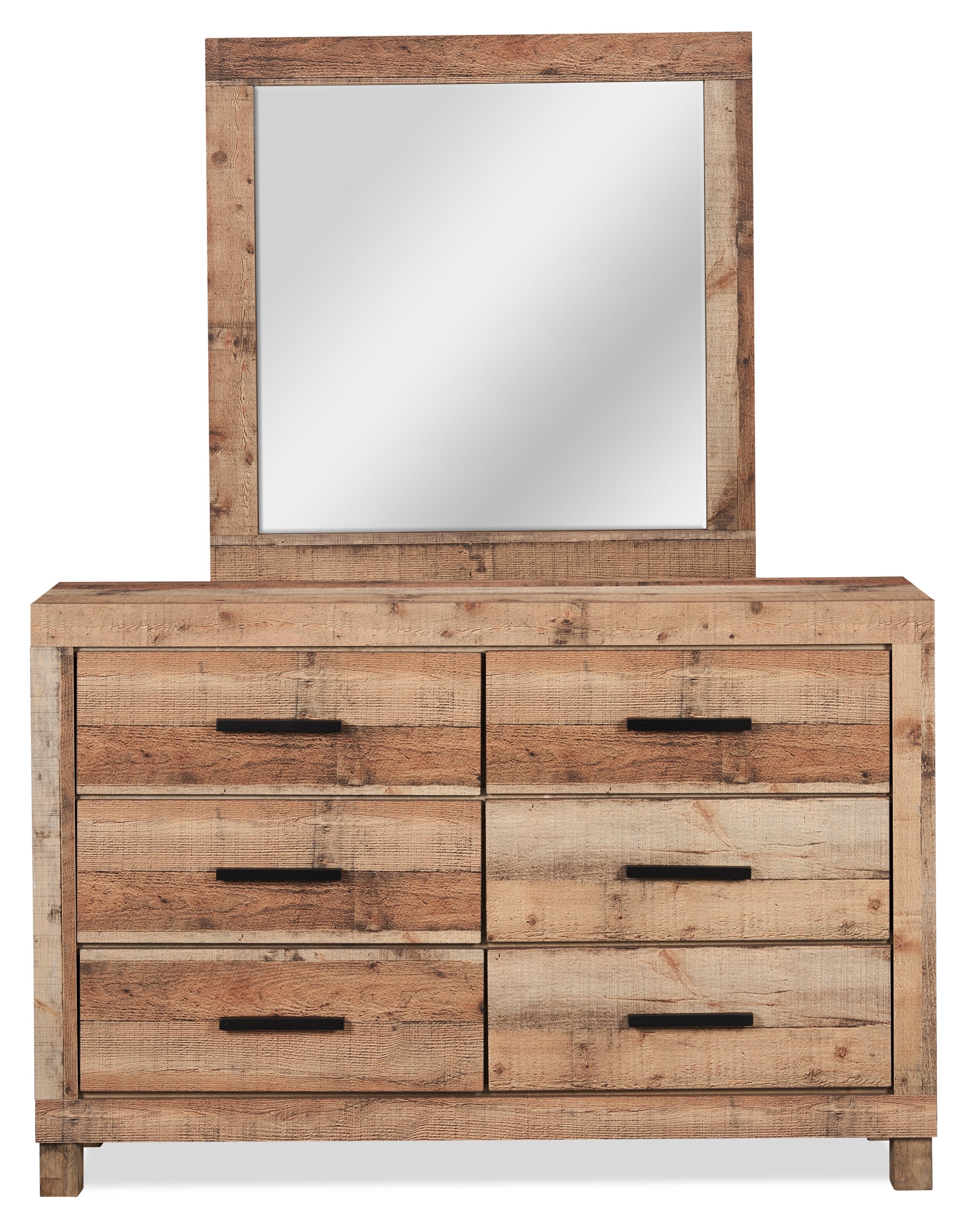 Mojave Bedroom 6-Drawer Dresser, 57.4"W x 37.8"H, Rustic - Natural Brown | Commode rustique Mojave de 57,4 po (L) x 37,8 po (H) à 6 tiroirs pour la chambre à coucher - brun naturel