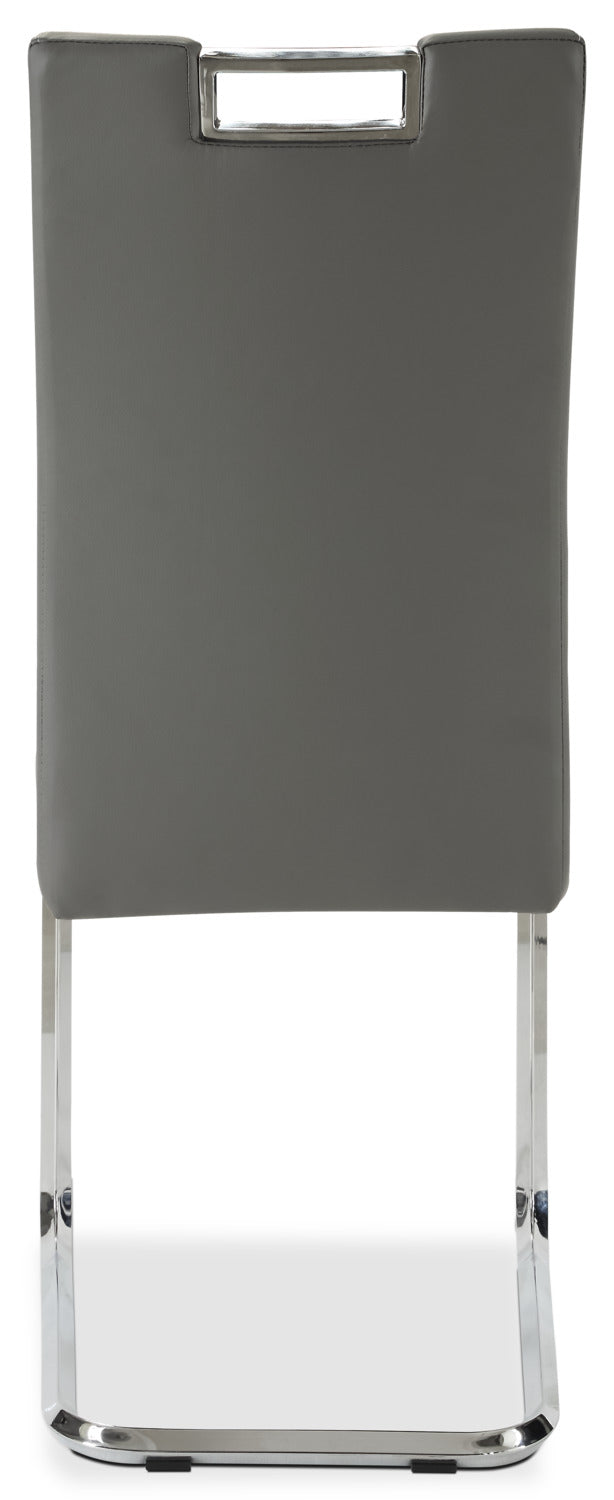 Tuxedo Dining Chair with Vegan-Leather Fabric, Metal - Grey | Chaise de salle à manger Tuxedo en tissu de cuir végétalien et en métal - grise