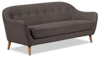 Calla 73.62" Linen-Look Fabric Condo Size Sofa with Button Tufting and Wood Legs - Dark Grey | Sofa Calla de 73,62 po de format condo en tissu d’apparence lin avec capitonnage et pattes en bois - gris foncé