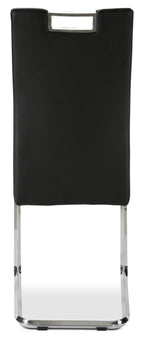 Tuxedo Dining Chair with Vegan-Leather Fabric, Metal - Black | Chaise de salle à manger Tuxedo en tissu de cuir végétalien et en métal - noire