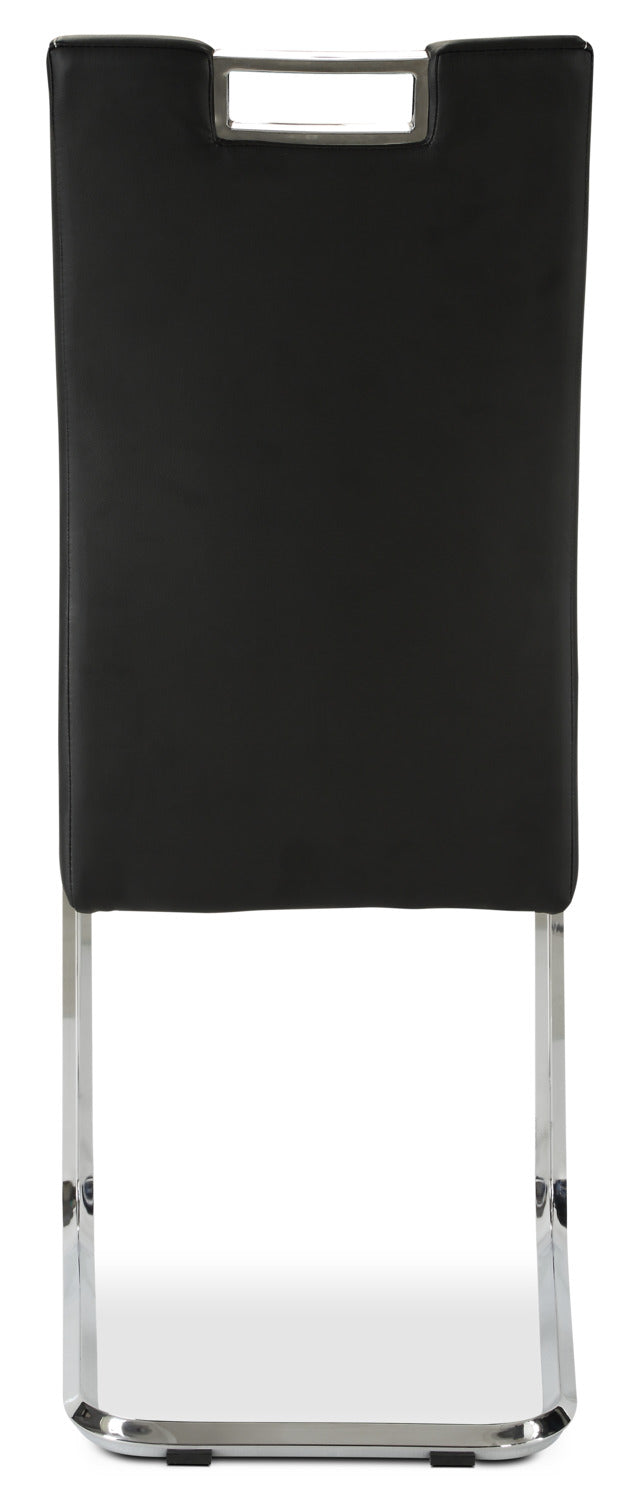 Tuxedo Dining Chair with Vegan-Leather Fabric, Metal - Black | Chaise de salle à manger Tuxedo en tissu de cuir végétalien et en métal - noire
