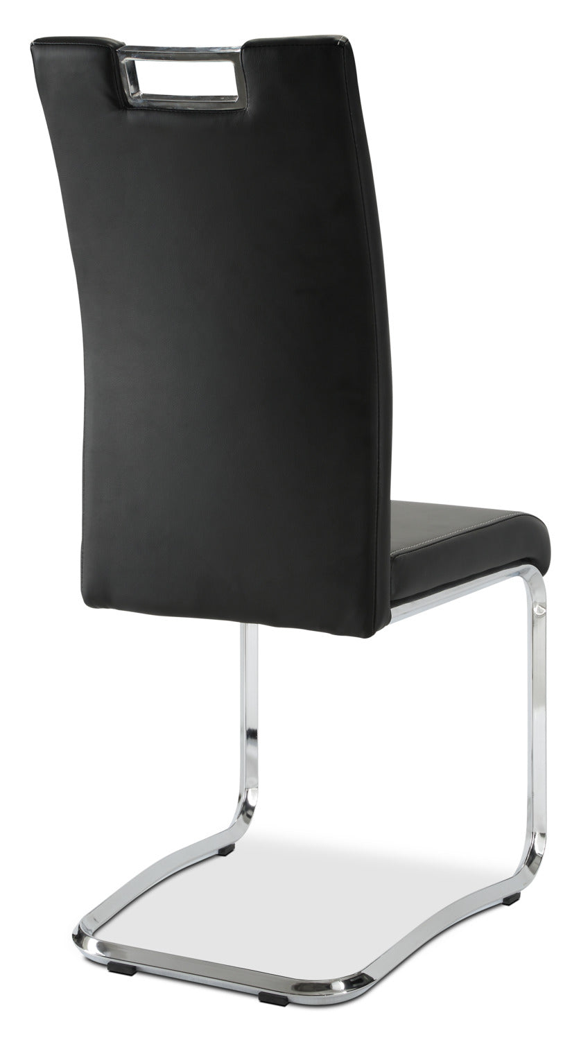 Tuxedo Dining Chair with Vegan-Leather Fabric, Metal - Black | Chaise de salle à manger Tuxedo en tissu de cuir végétalien et en métal - noire