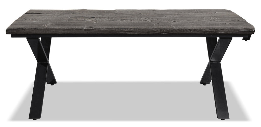 Astana 48" Rustic Coffee Table - Brown with Black Iron Legs|Table à café rustique Astana de 48 po - brune avec pattes en fer noir