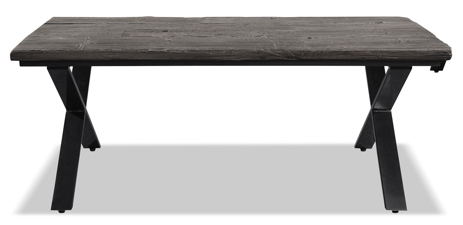Astana 48" Rustic Coffee Table - Brown with Black Iron Legs|Table à café rustique Astana de 48 po - brune avec pattes en fer noir