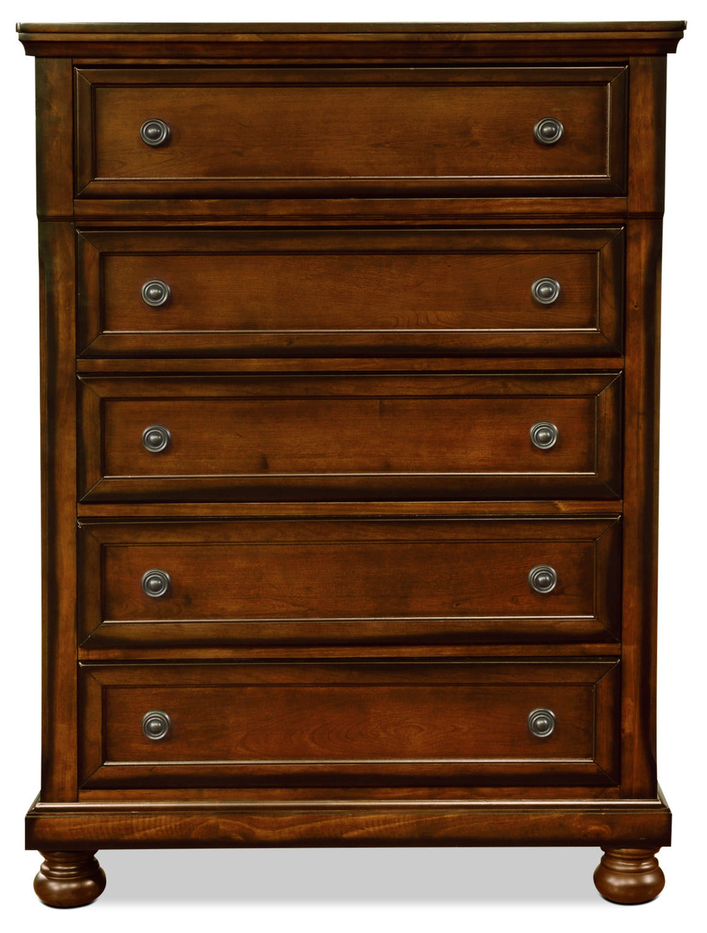Chelsea Bedroom Chest of Drawers, 5-Drawer, 38"W x 52"H - Cherry Brown | Commode verticale Chelsea de 38 po (L) x 52 po (H) à 5 tiroirs pour la chambre à coucher - brun cerisier
