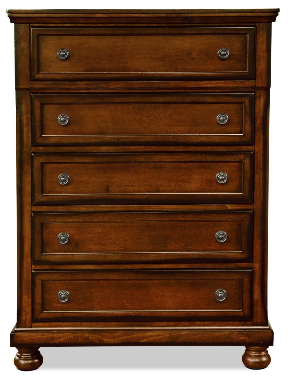 Chelsea Bedroom Chest of Drawers, 5-Drawer, 38"W x 52"H - Cherry Brown | Commode verticale Chelsea de 38 po (L) x 52 po (H) à 5 tiroirs pour la chambre à coucher - brun cerisier