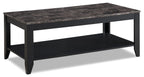 Roma  47.5" 3-Pack Coffee + 2 End Tables with Shelf - Black Marble Look |Ensemble 3 tables Roma de 47,5 po (table à café et 2 tables de bout) avec tablette - imitation de marbre noir