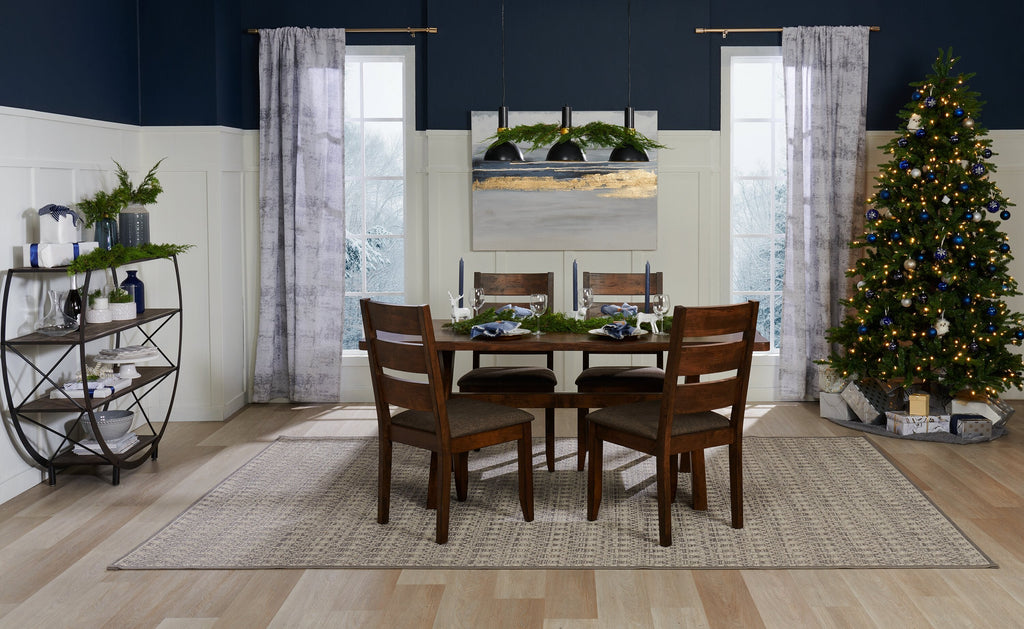 Plum Dining Chair with Polyester Fabric, Wood, Ladder-Back - Nutmeg Brown | Chaise de salle à manger Plum en tissu de polyester et en bois avec dossier en échelle - brun muscade