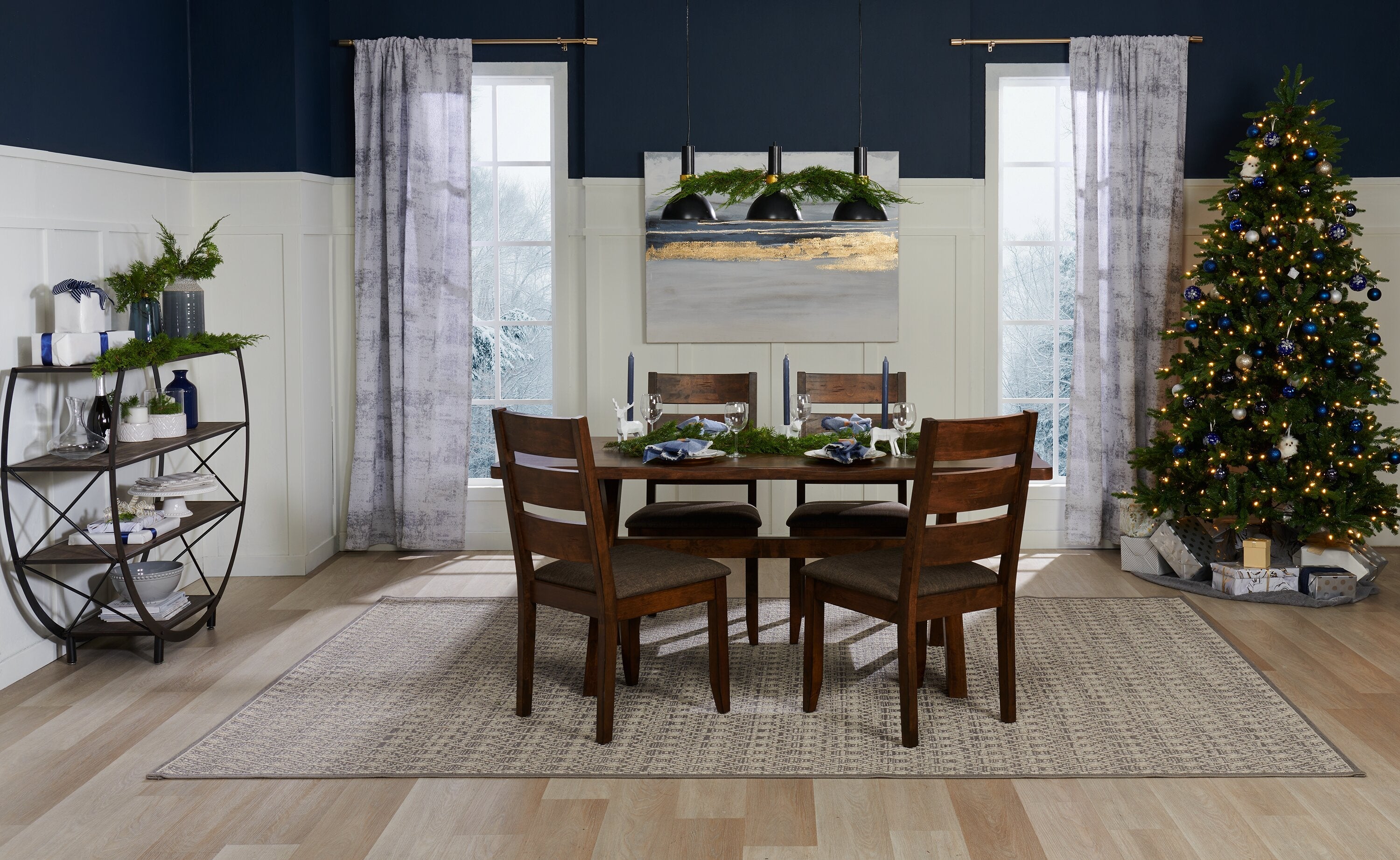 Plum Dining Chair with Polyester Fabric, Wood, Ladder-Back - Nutmeg Brown | Chaise de salle à manger Plum en tissu de polyester et en bois avec dossier en échelle - brun muscade