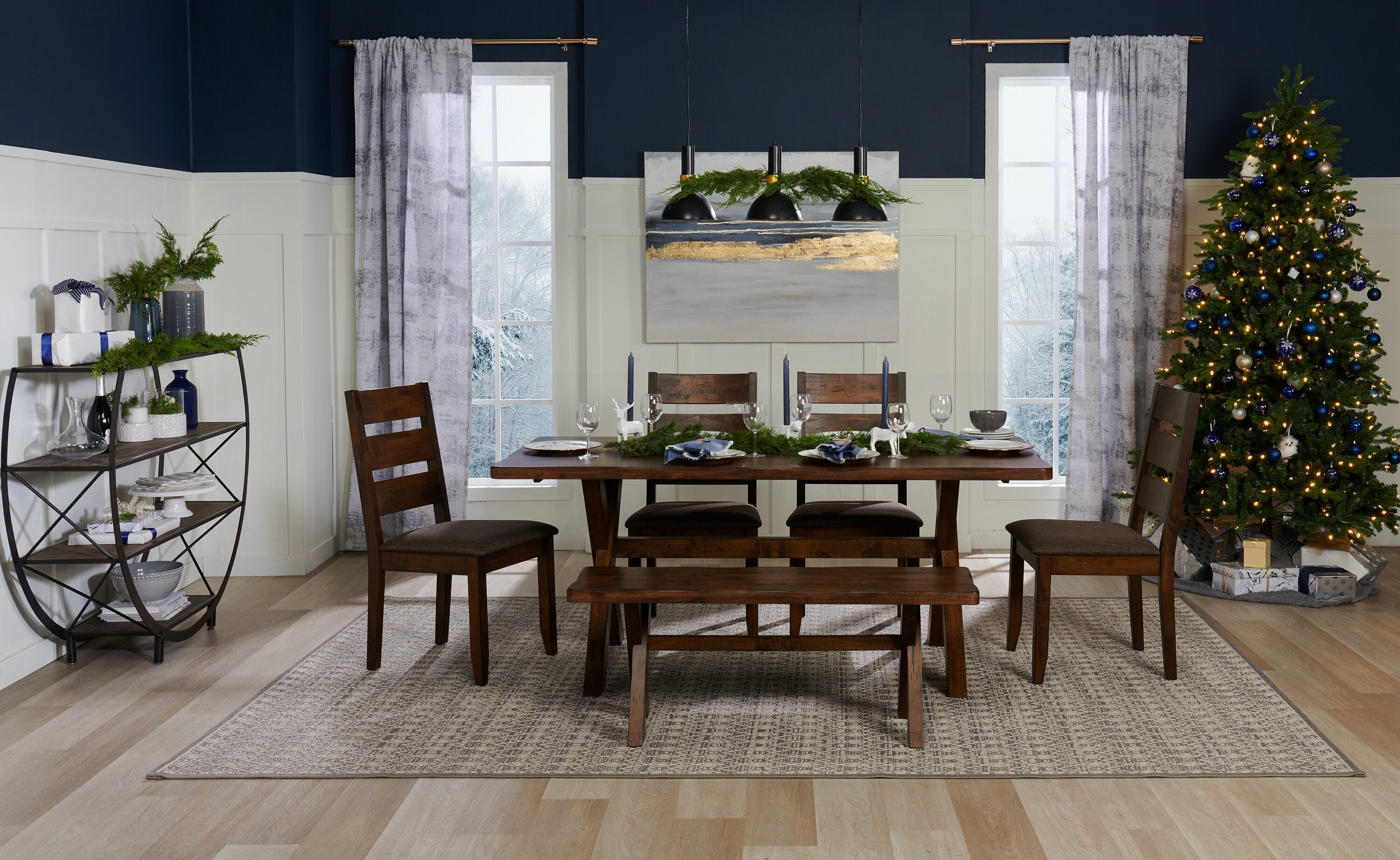 Plum Dining Chair with Polyester Fabric, Wood, Ladder-Back - Nutmeg Brown | Chaise de salle à manger Plum en tissu de polyester et en bois avec dossier en échelle - brun muscade