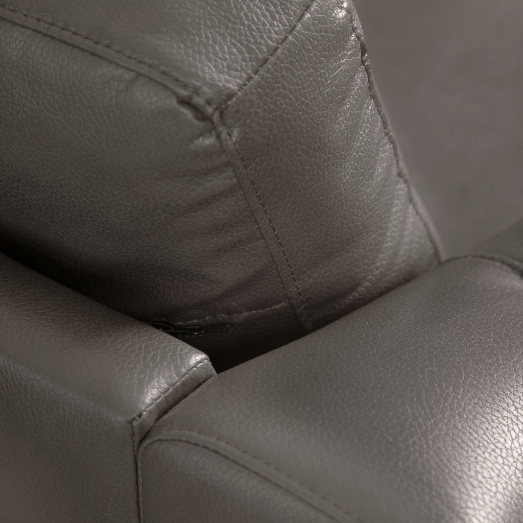 Andi 84" Leather-Look Fabric Sofa with Button Tufting - Grey | Sofa Andi de 84 po en tissu d’apparence cuir avec capitonnage - gris
