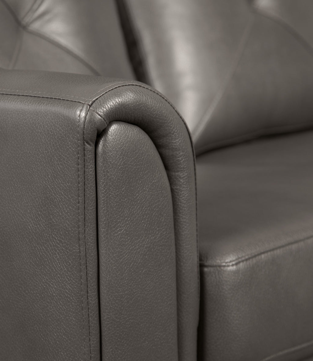 Andi 84" Leather-Look Fabric Sofa with Button Tufting - Grey | Sofa Andi de 84 po en tissu d’apparence cuir avec capitonnage - gris