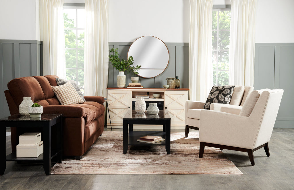 Roma  47.5" 3-Pack Coffee + 2 End Tables with Shelf - Black Marble Look |Ensemble 3 tables Roma de 47,5 po (table à café et 2 tables de bout) avec tablette - imitation de marbre noir