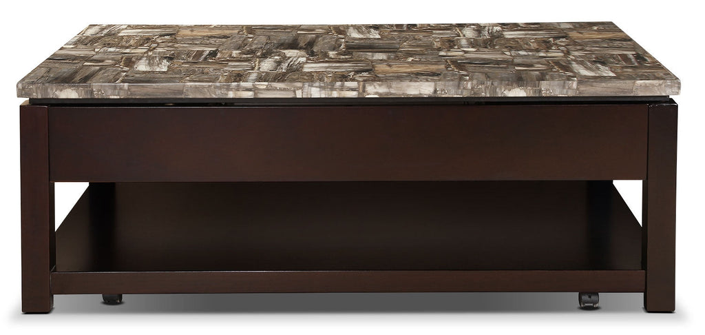 Sicily 48" Traditional Lift Top Coffee Table With Storage, Shelf and Casters - Dark Brown  with Mabl|Table à café traditionnelle Sicily de 48 po avec dessus relevable, rangement, tablette et roulettes