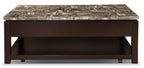 Sicily 48" Traditional Lift Top Coffee Table With Storage, Shelf and Casters - Dark Brown  with Mabl|Table à café traditionnelle Sicily de 48 po avec dessus relevable, rangement, tablette et roulettes