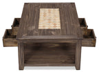Santa Fe Rustico 47.25" Rustic Coffee Table with Storage and Shelf - Grey Pine with Marble Inset|Table à café rustique Santa Fe Rustico de 47,25 po avec rangement et tablette - pin gris avec incrustation de marbre