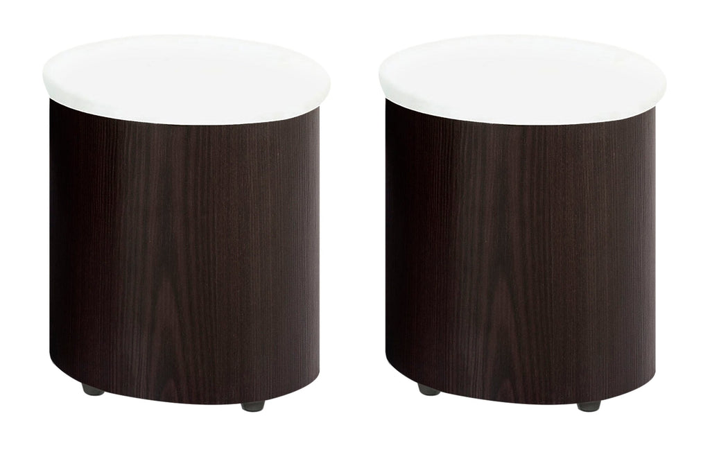 Savon  52.5" Modern S-shaped 3-Pack Coffee + 2 Ottomans with Storage and Shelf - Dark Walnut Wood and Chrome |Ensemble 3 articles modernes en forme de S Savon de 52,5 po (table à café et 2 poufs) avec rangement et tablette - bois noyer foncé et chrome