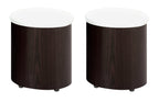 Savon  52.5" Modern S-shaped 3-Pack Coffee + 2 Ottomans with Storage and Shelf - Dark Walnut Wood and Chrome |Ensemble 3 articles modernes en forme de S Savon de 52,5 po (table à café et 2 poufs) avec rangement et tablette - bois noyer foncé et chrome
