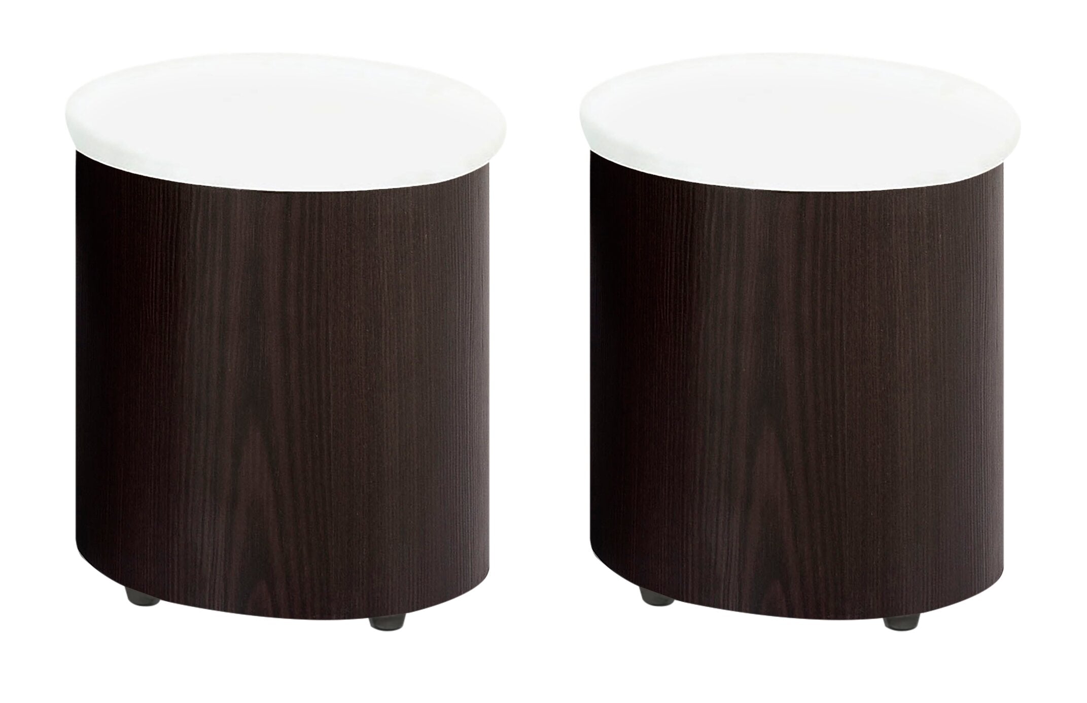 Savon  52.5" Modern S-shaped 3-Pack Coffee + 2 Ottomans with Storage and Shelf - Dark Walnut Wood and Chrome |Ensemble 3 articles modernes en forme de S Savon de 52,5 po (table à café et 2 poufs) avec rangement et tablette - bois noyer foncé et chrome