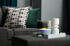 Made in Canada Sawyer 83" Linen-Look Fabric Sofa with Reversible Cushions and Accent Pillows - Charcoal Grey | Sofa Sawyer de 83 po fabriqué au Canada en tissu d’apparence lin avec coussins réversibles et coussins décoratifs - gris anthracite